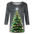 thumbnail image 4 of Luxalzxs Womens 3/4 Sleeve Tops and Blouses Cute Funny Plus Size Christmas Tee Shirt Fashion Casual Holiday Tops, 4 of 5