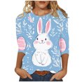 thumbnail image 2 of Cavosen Happy Easter Womens Three Quarter Sleeve Blouses Summer Bunny Print Pullover Shirts 3/4 Sleeve Round Neck Holiday Tops Vacation Festival Tee Shirts Loose Dressy 2XL, 2 of 5