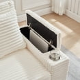 thumbnail image 4 of Aukfa Corduroy Chaise Lounge Chair with Ottoman, Hidden Rotating Table, Storage Armrest with Cup Holder, USB Port & Bluetooth Speaker, White, 4 of 8
