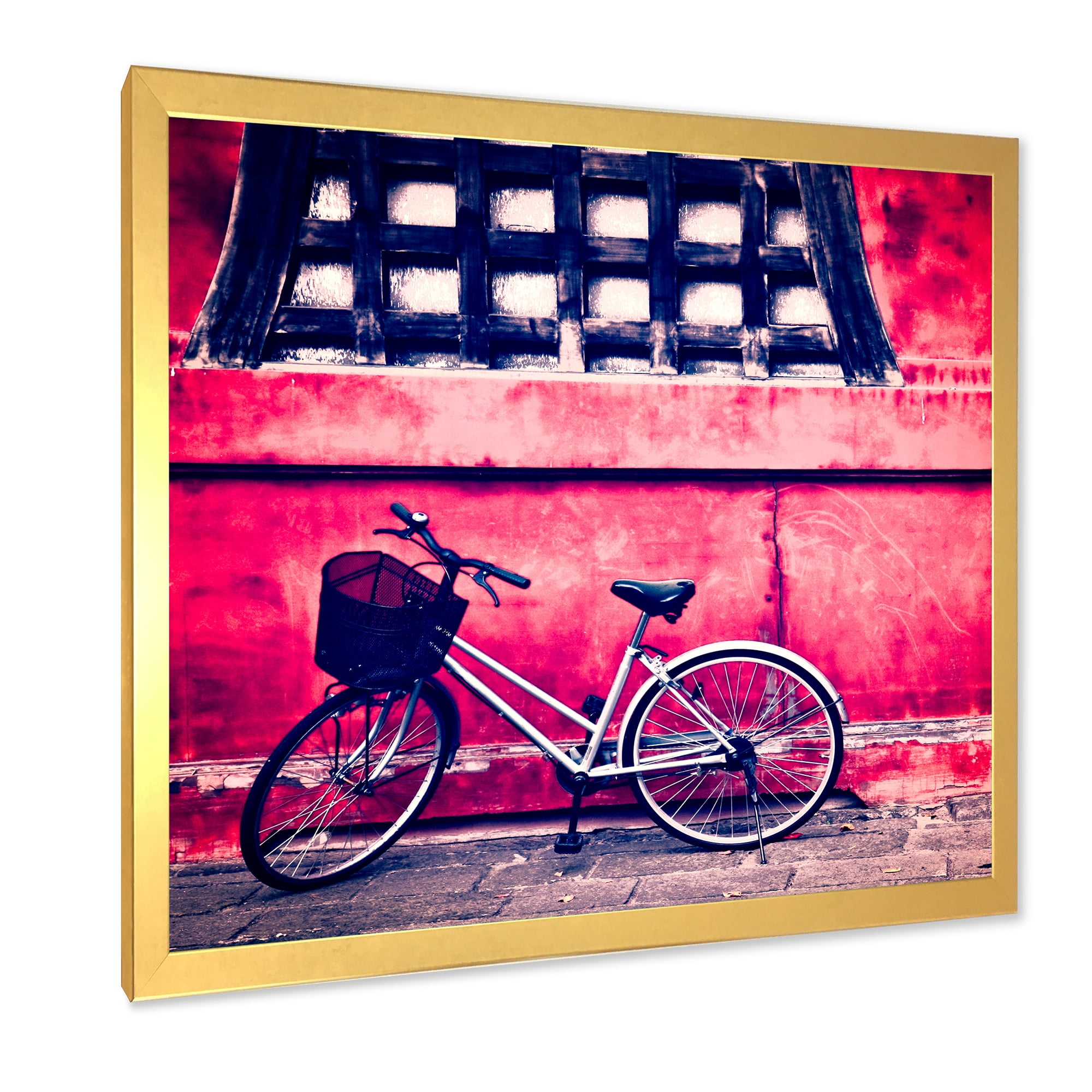 Designart 'Bicycle By Oriental Zozoji Temple Tokyo' Vintage Framed Art Print