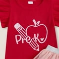 thumbnail image 5 of KPOPLK Toddler Baby Girl First Day Of School Outfits Ruffle Kindergarten Ribbed Knit Shirt + Tutu Skirt Set(Red#1,6-7 Years), 5 of 7