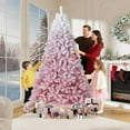 thumbnail image 1 of Pink Christmas Tree,9ft Snow Flocked Artificial Christmas Tree with LED Warm White Lights & Metal Stand, Prelit Xmas Holiday Decoration for Home, Office, 1 of 1