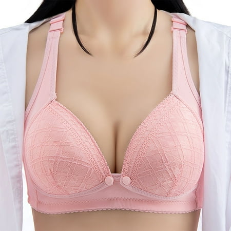 TrendVibe365 Nursing Bra Womens Breastfeeding No Wire Push up Bralette Padded Button Front Adjustable Strap Corset Top Full Coverage Crop Cami Top Cute Shapewear Red 36