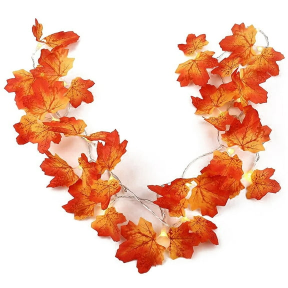 LED Fall Garland Lights Decor,Maple Leaves String Lights Garland Decor,Luminous Artificial Maple Leaves Garland for Front Door Window Indoor Outdoor Festival Christmas Atmosphere Decoration