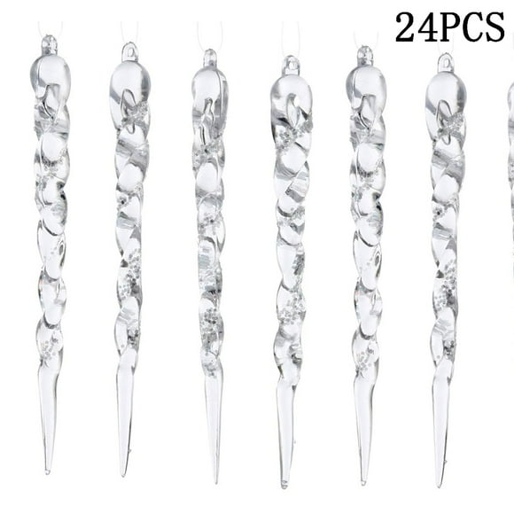 Adornos para árbol de Navidad con forma de carámbano, 12 piezas - Colgantes para árbol de Navidad con carámbano acrílico