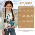 thumbnail image 7 of Xoenoiee Peacock Flower Print Kids Long Sleeve Shirt with Tie Knot Front Girls Pullover Top Loose Round Neck Blouse Drop Shoulder Fall Clothes, 9-10 Year, 7 of 7