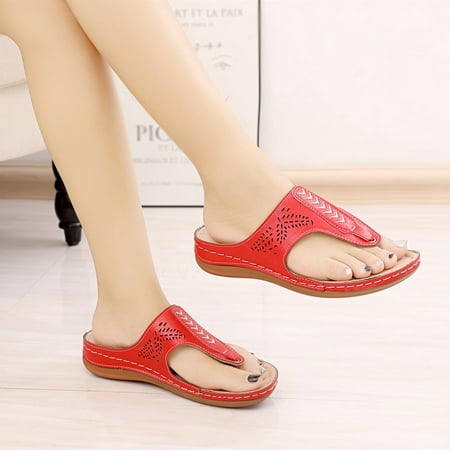 

Women Shoes Wedges Comfortable Women Sandals Fashion Breathable Shoes Peep Summer Beach Toe Women s Sandals Red 8.5