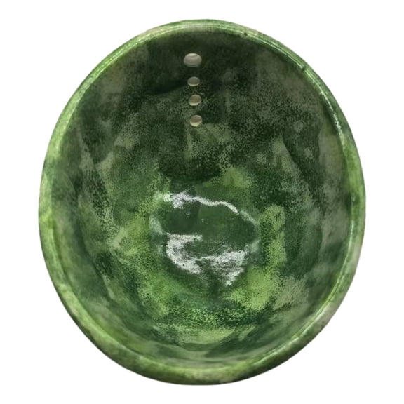 Ceramic Herb Stripper Bowl – 2025 Handmade Pottery Leaf Remover Cup with Varying Hole Sizes, Rustic Kitchen Tool for Fresh Herb Preparation