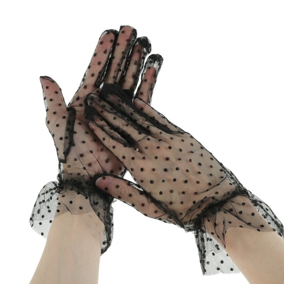 Unique Bargains 1 Pair Sunblock Mittens Mesh Sun Block Driving Gloves for Women Black