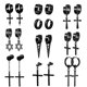 thumbnail image 1 of Juego de pendientes de acero inoxidable Juego de pendientes negros para hombre Juego de moda múltiple, 1 of 6