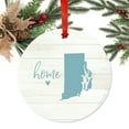thumbnail image 2 of US State Round Metal Christmas Ornament, Rustic Light Wood Print, Rhode Island Home, Includes Ribbon and Gift Bag, 2 of 2