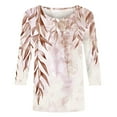 thumbnail image 5 of GERsome Womens Tops 3/4 Sleeve Shirts Crew Neck Loose Casual Blouses Floral Print Tshirts S-XXXL, 5 of 5