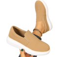 thumbnail image 5 of IEMIEMIEM Women's Faux Suede Orthopedic Sneakers Slip On Platform Soft Elastic Gore Casual Wedge Loafers Comfort Thick Sole Walking Shoes Khaki 8 Wide, 5 of 5