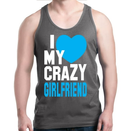 Shop4Ever Men's I Love My Crazy Girlfriend Matching Couples Graphic Tank