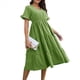 thumbnail image 3 of Vestido Informal de Mujer con Escote en V, Volantes y Corta, Corte A, Holgado, Midi Verde XL, 3 of 9