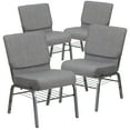 thumbnail image 3 of BizChair 4 Pack 21''W Church Chair in Gray Fabric with Book Rack - Silver Vein Frame, 3 of 11