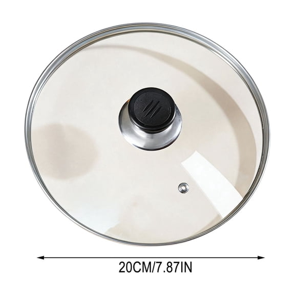 Tempered Glass Pot Lid with Steam Vent Stainless Steel Rim Replacement Cover for Frying Pan Saucepan Cookware 7.9 inches