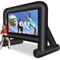 16 Feet Inflatable Movie Screen Outdoor, Projection Screen with Air Blower, Tie-Downs and Storage Bag - Easy Set up, Blow Up Screen for Backyard Movie Night, Theme Party