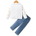 thumbnail image 4 of Xyant Toddler Baby Girl Clothes Fall Winter Outfit Floral Crewneck Sweatshirt Jeans Pants Set (White,2-3 Years), 4 of 7