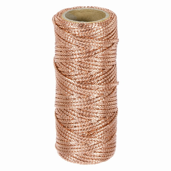 Uxcell 1.5mm Metallic String, 16 Ply Decorative Metallic Bakers Twine Thread Cord Rope for Gift Wrapping DIY Crafts Making Ornament Decor, Dark Rose Gold, 27Yards