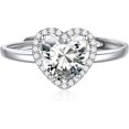 thumbnail image 1 of TRAHOO-925 Sterling Silver Heart/Round/Pear/Emerald Shaped Birthstone Promise Ring for Women (Withe Gift Box), 1 of 4