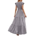 thumbnail image 4 of SAYOO Women's Summer Long Beachwear Dress Ruffle Short Sleeve V Neck Maxi Swing DressBoho Floral Tiered A-line Dress, 4 of 7