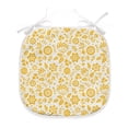 thumbnail image 1 of Yellow Flower Dining Chair Pad, Rustic Composition with Berries Twigs Graphic Flora Nature Leaves Pattern, Decorative and Water Resistant Pillow with Ties for Kitchen Seats, Yellow White, by Ambesonne, 1 of 4