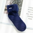 thumbnail image 4 of Fgnfyis Women's Solid Thickened Velvet Thermal Socks Sleep Socks Extra Thick Snow Socks Fuzzy Socks for Women Navy, 4 of 4