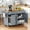 Grey Blue, variant on 59.3" Kitchen Island with Storage 2 Pull Out Cabinet Organizers & Rubber Wood Drop Leaf, Rolling Kitchen Island with Trash Can Storage, Power Outlet, Spice & Towel Rack for Kitchen, Dining, Grey Blue