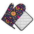 thumbnail image 2 of Bingfone Cinco De Mayo Floral Print Oven Mitts Pot Holders Set 2 PCS for Kitchen for Cooking Grilling Baking BBQ Pot Holders Cook Essentials, 2 of 7
