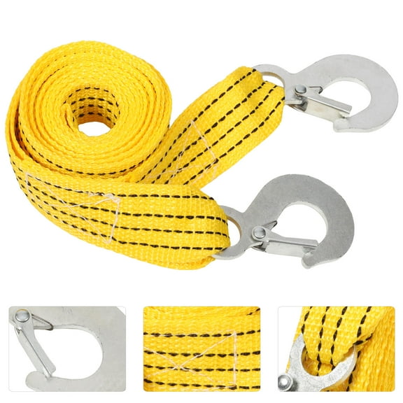 ORDDIART Practical Trailer Rope Nylon Tow Rope 1Pcs Yellow Forged Iron Hook