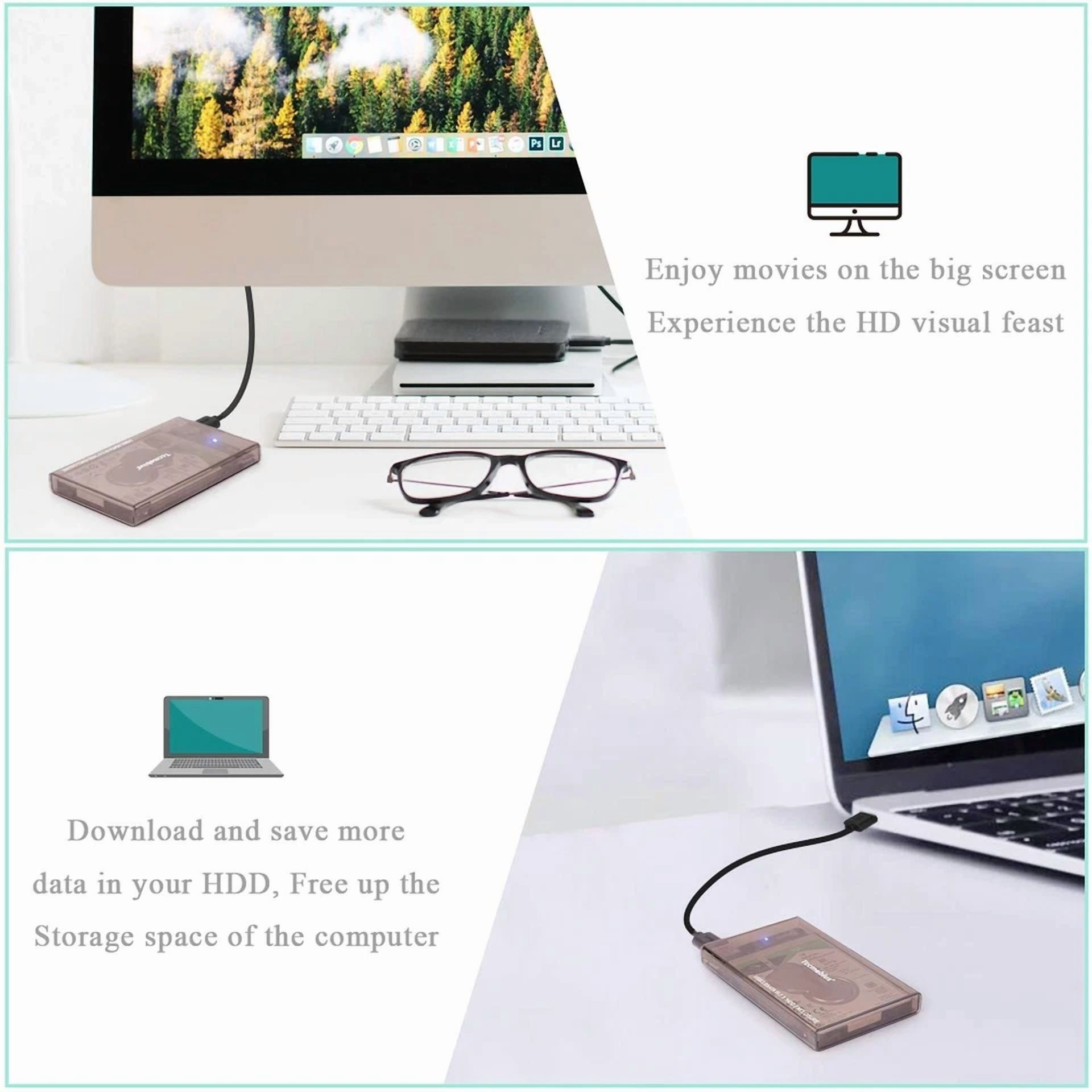 CIRCLE- 2.5'' Hard Drive Enclosure Usb 3.0 To Sata Hdd External Case Housing For 2.5 ...
