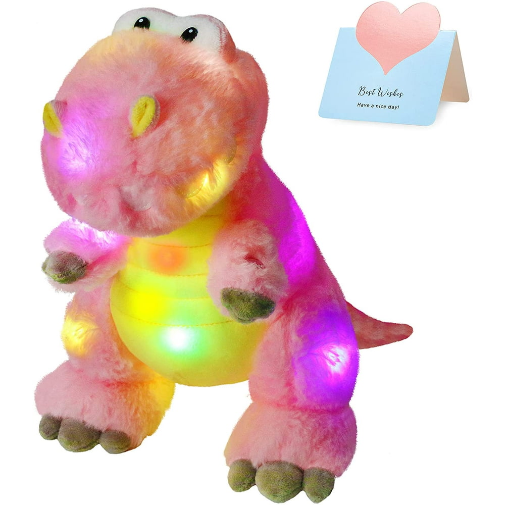 Houwsbaby LED Glowing TRex Dinosaur Colorful Light Up Stuffed Animal