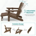 thumbnail image 3 of KINGYES Folding Adjustable Adirondack Chair with Retractable Ottoman & 2 Cup Holders for Patio Garden, Brown, 3 of 8