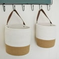 thumbnail image 3 of Wall Hanging Storage Basket: 6.3" x 7" Small Cotton Rope Basket, Woven Cotton Rope Baskets with Handles, Hanging Wall Basket for Organizing Flower Plants Towels Toys (White), 3 of 9