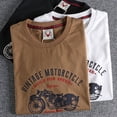 thumbnail image 3 of Summer  American Retro Short-sleeved O-neck Motorcycle Printed T-shirt Men‘s Fashion Simple 100% Cotton Washed Casual Sport Tops, 3 of 6