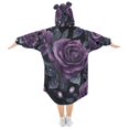thumbnail image 2 of FORMRS Wearable Blanket Hoodie with Sleeves for Kids Cozy Flannel Sweatshirt, Roses and Pearls, 2 of 7