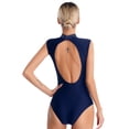 thumbnail image 2 of YONGHS Women's Rhinestones Figure Skating Gymnastic Ballet Dance Leotard Tops Dancewear Navy Blue M, 2 of 7