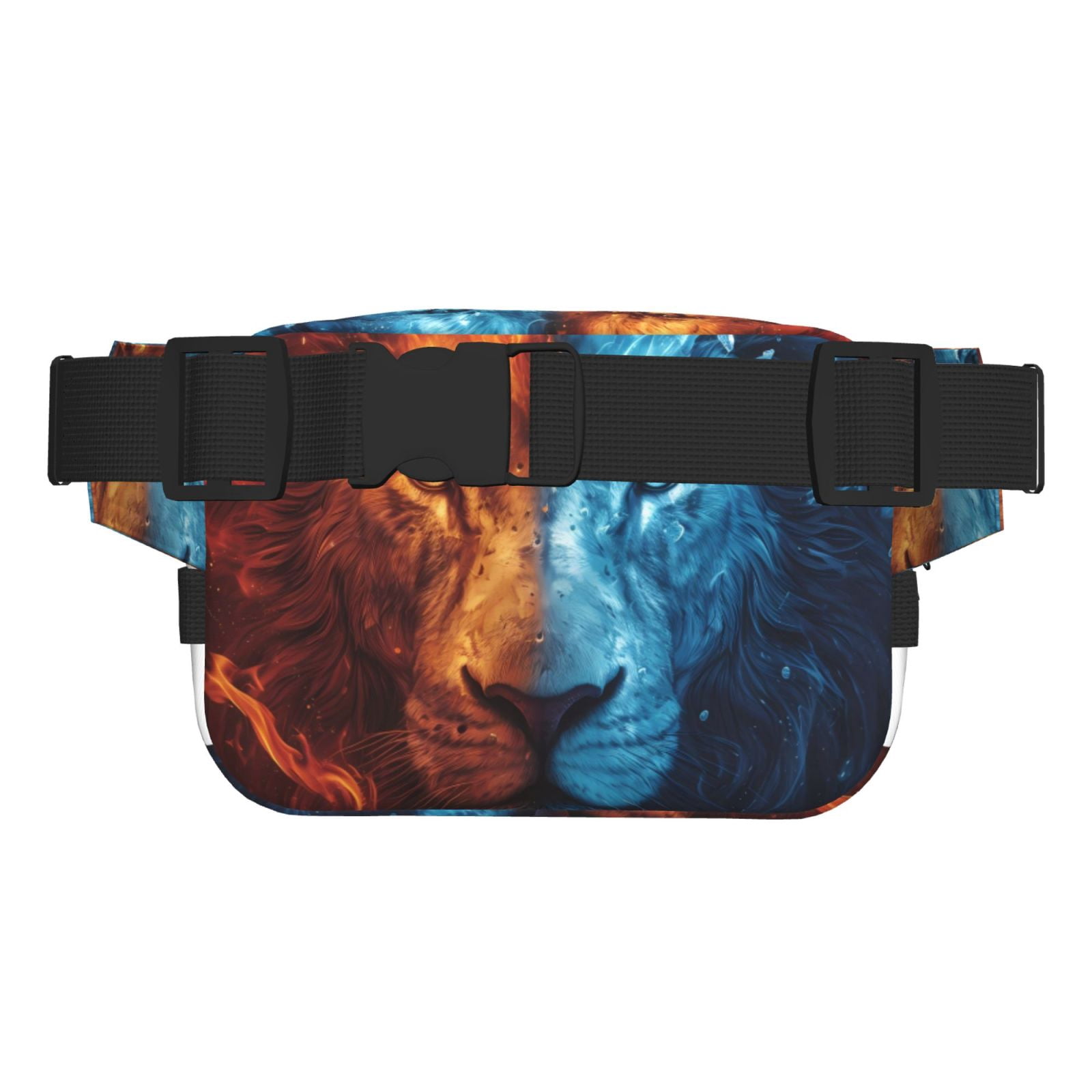 Hirioo Red And Blue Fire Lion for Double Layer Waist Bag Adjustable Fanny Pack For Travel Running Hiking