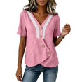 thumbnail image 7 of Msgweeeg Short Sleeve Womens Tops Summer Solid Color Women’s Blouse V Neck Lace Regular Fit Stylish Vacation Women's Shirts, 7 of 7