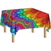 Tie Dye Rainbow Tablecloth Large Square Table Waterproof Wipeable Table Cloth for Party Decoration 52 X 52, Trippy Floral Polyester Fabric Printed Table Cover Dining Table Multicolor