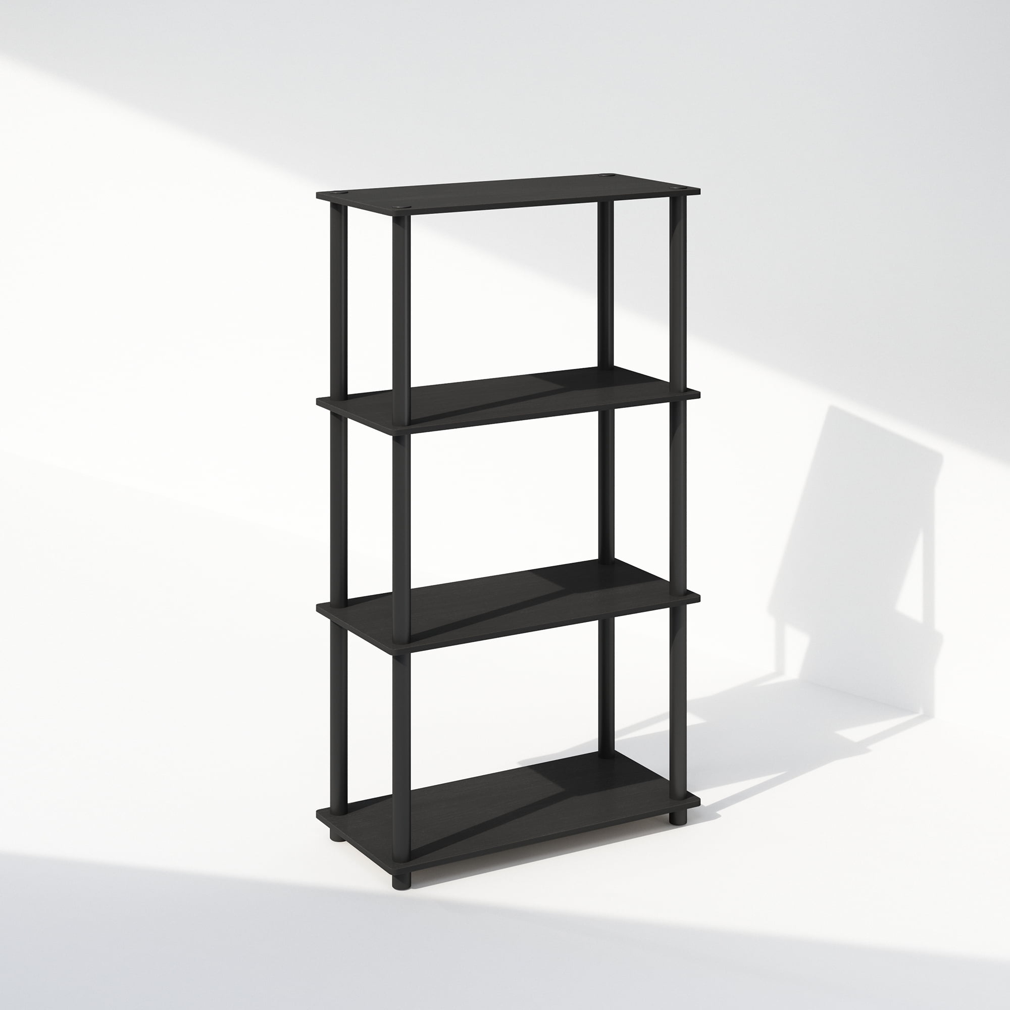 Furinno Turn-N-Tube 4-Tier Multipurpose Shelf Display Rack, Shelving Unit, Bookcase, Americano/Black