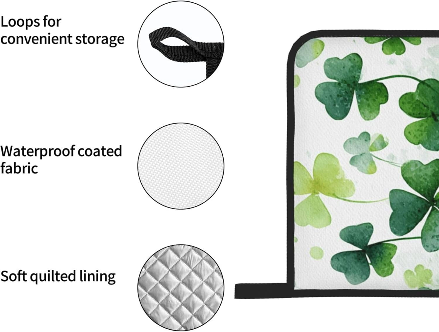 St Patricks Day Green Clovers Oven Mitts and Pot Holders Sets Lucky Shamrock Kitchen Mittens Heat Resistant Cooking Oven Gloves Non-Slip Hot Pads for Baking Hot Pans Decor