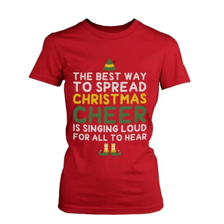 Best Way to Spread Christmas Cheer Holiday Graphic Tee -Red Cotton
