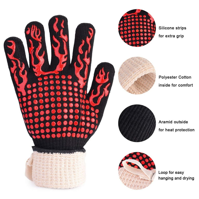 GRILL ARMOR GLOVES – Oven Gloves 932°F Extreme Heat & Cut Resistant Oven  Mitts with Fingers for BBQ, Cooking, Grilling, Baking – Accessory for  Smoker