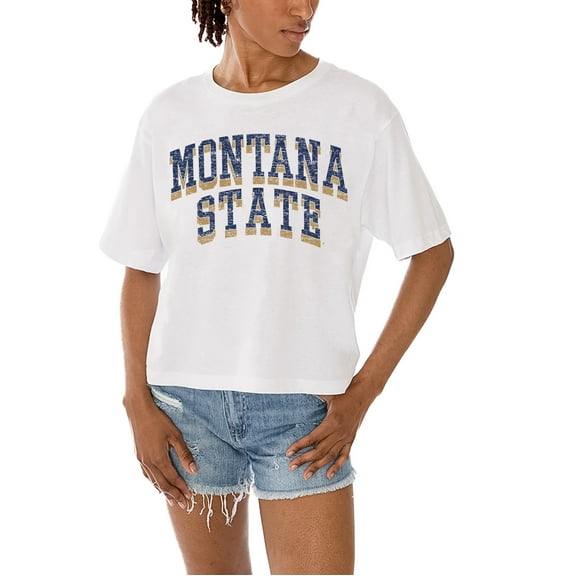 Women's Gameday Couture White Montana State Bobcats Claim To Fame Boxy Cropped T-Shirt