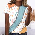 thumbnail image 3 of Birdeem Blouse Mode Femme Manches Courtes Col Rond Rétro Imprimé Ample, 3 of 4