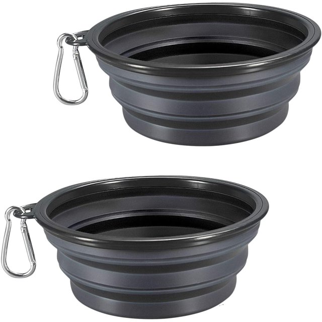 Cuencos plegables para perros, paquete de 2 platos plegables y expandibles para mascotas, gatos, senderismo, comida, alimentación de agua, cuenco de viaje para perros Namotu DLM282