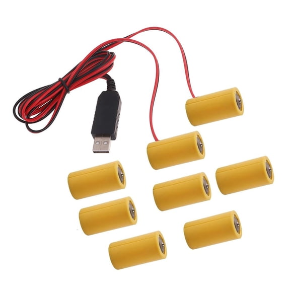Yammee 2in1 USB Power Supply Replace 4Pcs 1.5V C LR14 Battery for Clock Toy Light