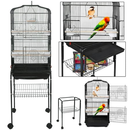 Zeny 59'' Bird Cage Large Wrought Iron Cage for Cockatiel Sun Conure Parakeet with Rolling Stand